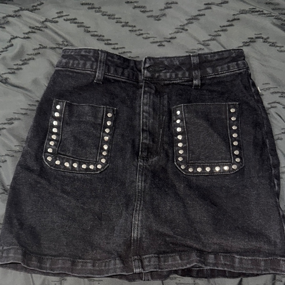 Embellished Black Mini Pencil Skirt